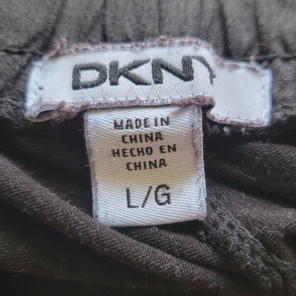 Large DKNY black knit elastic waist lounge pants with pockets - Picture 4 of 4